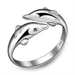anillo dos delfines de plata